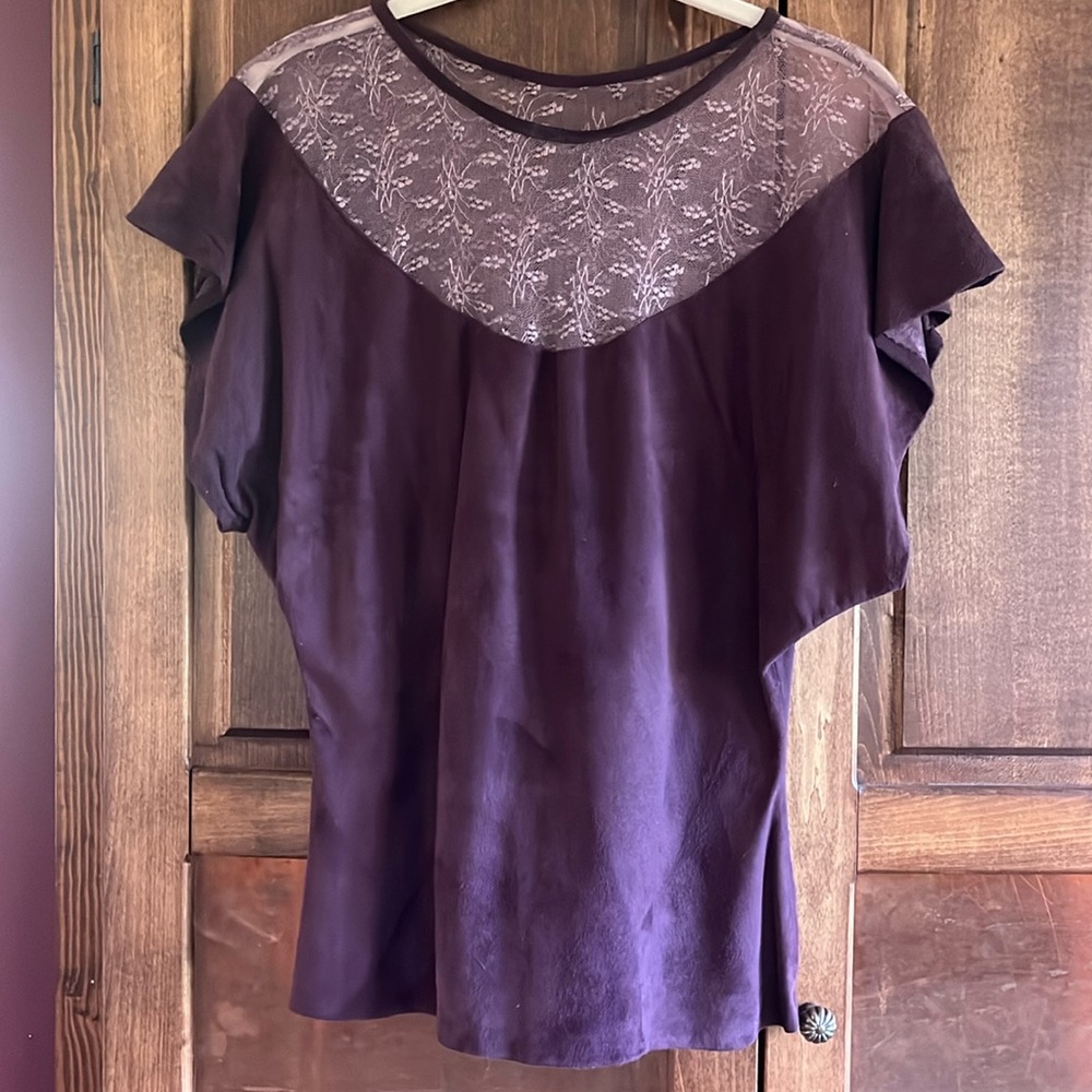 Vintage suede and lace shirt